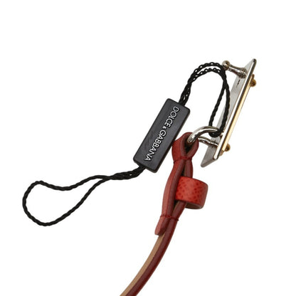 Dolce & Gabbana Logo Plate Belt 75.30 Be0795 Orange Leather