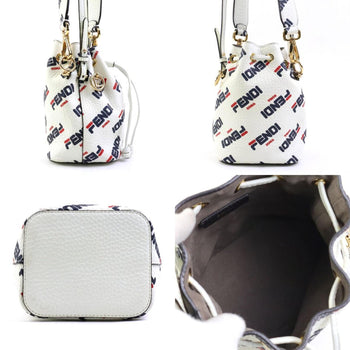 Fendi Handbag Shoulder Bag Montresor Leather Metal White Gold