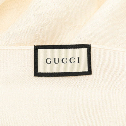 Gucci Gg Stole Scarf 165904 White Ivory Wool Silk
