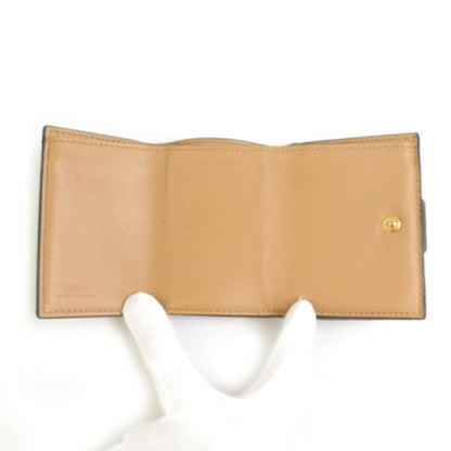 Fendi Tri-Fold Wallet Baguette Micro Leather Beige