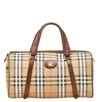 Burberry Nova Check Shadow Horse Boston Bag In Beige
