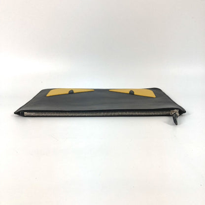 Fendi 7N0078 Pouch Bag Clutch Bag Black Yellow