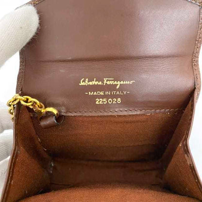 Salvatore Ferragamo Pouch Ec-22167 Brown Coin Case Leather 225028 Purse