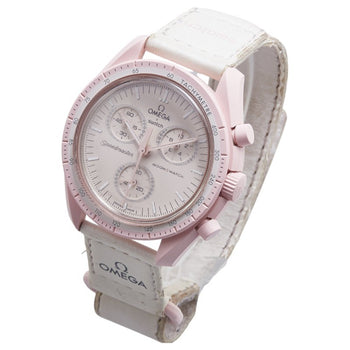 Omega X Swatch Moonswatch Mission To Venus Watch So33P100 Quartz White Dial Ceramic Nylon