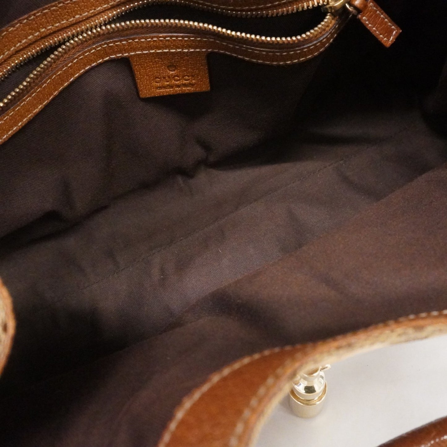 Gucci Gg Canvas New Jackie Handbag 124407 Beige Brown Champagne