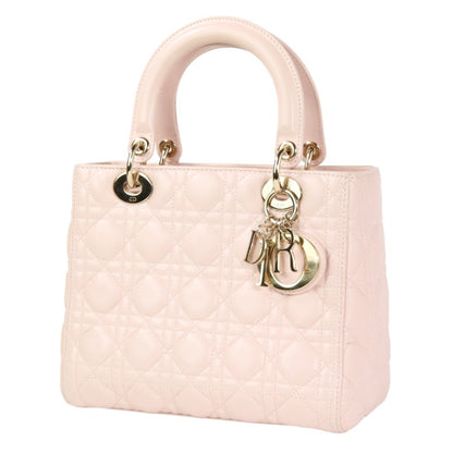 Christian Dior Lady Cannage 2Way Handbag Shoulder Bag Cal44550 Pink