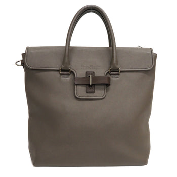 Salvatore Ferragamo Leather Large Tote Bag Greige Belt Flap