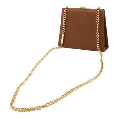 Salvatore Ferragamo Vara Chain Shoulder Bag Pochette Brown