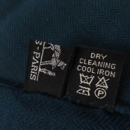 Hermes Cashmere And Wool Big H Pattern Shawl With Fringe