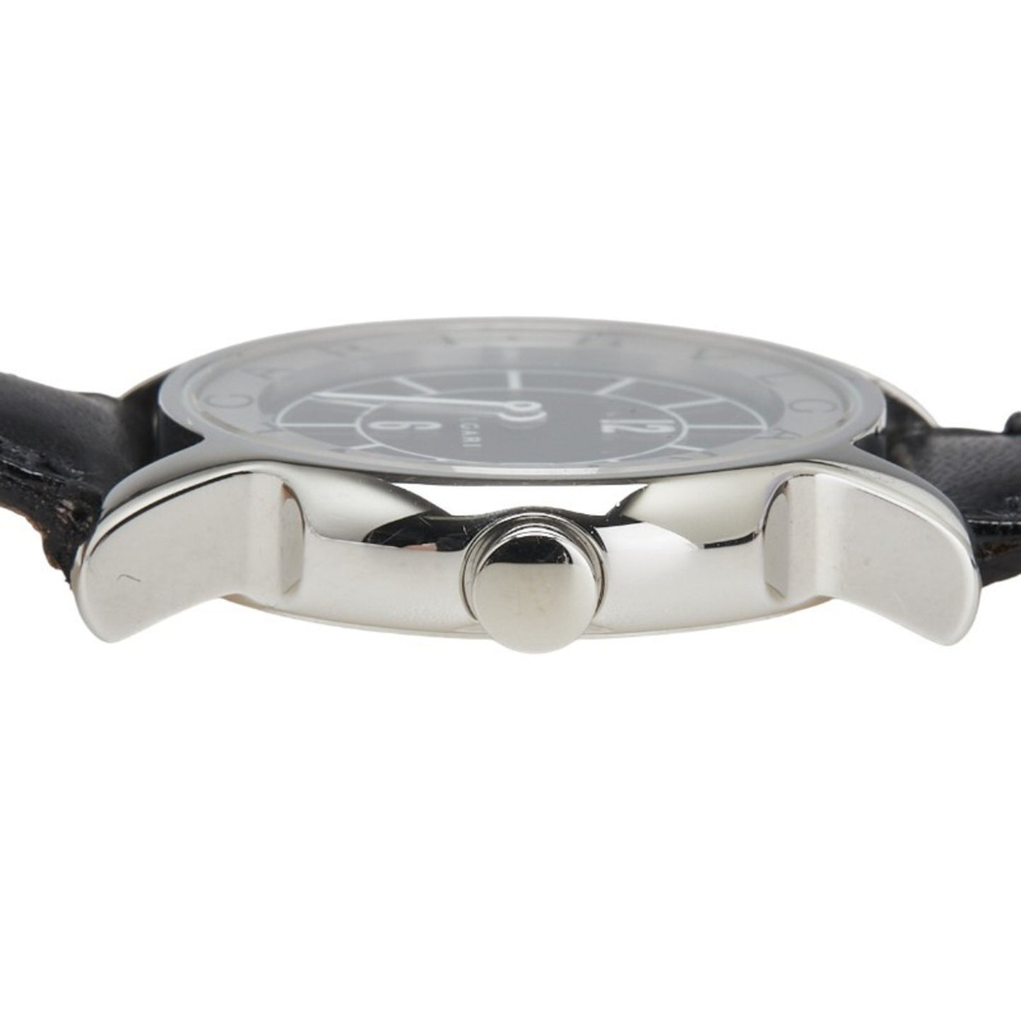 Bvlgari Solotempo Watch St29S Quartz Black Dial Stainless Steel Leather
