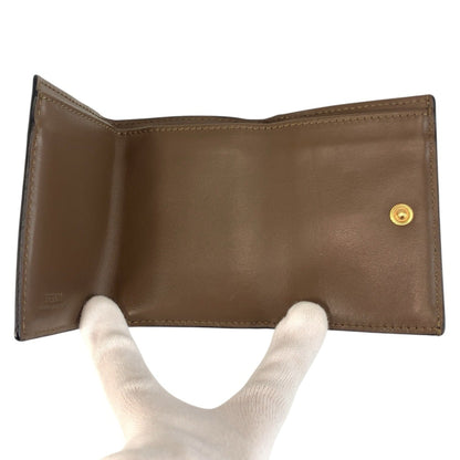 Fendi Zucca F Is Fendi Brown Leather Compact Folding Wallet