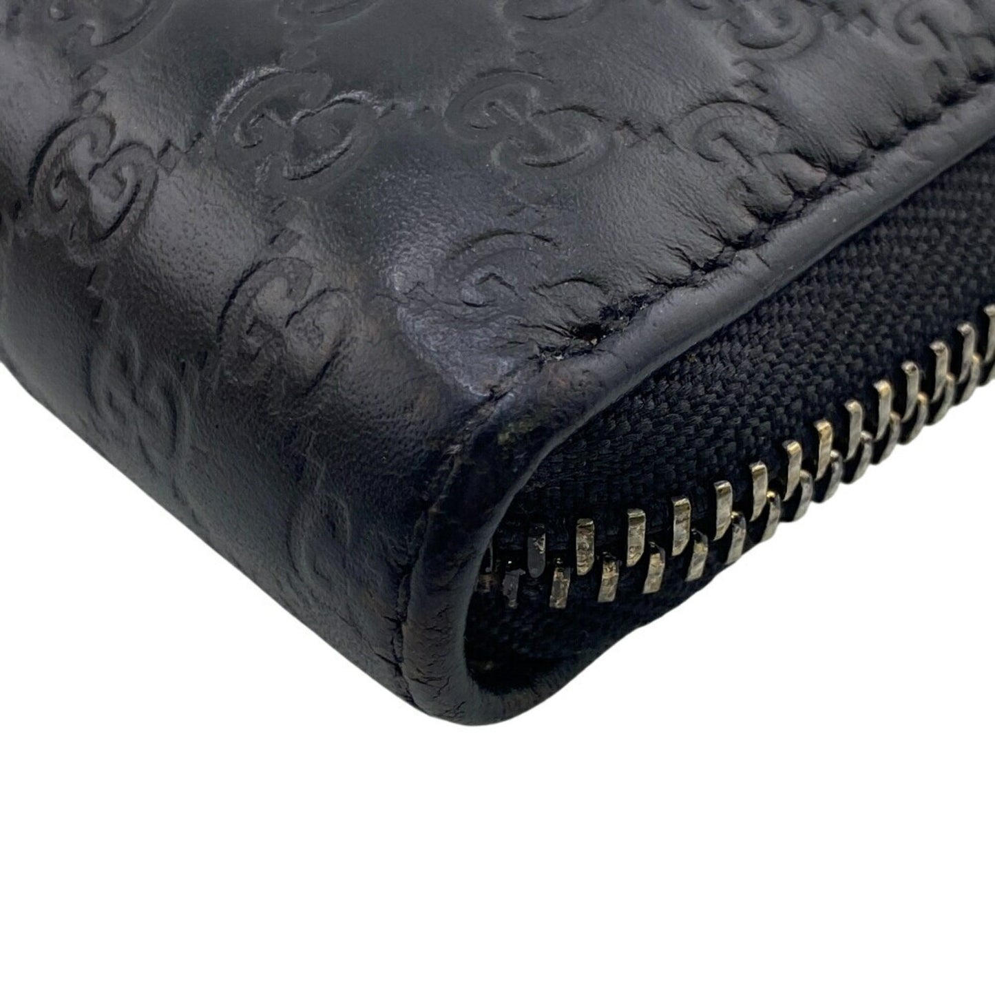 Gucci 449391 Round Zip Wallet Micro Guccissima Long Black