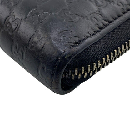 Gucci 449391 Round Zip Wallet Micro Guccissima Long Black