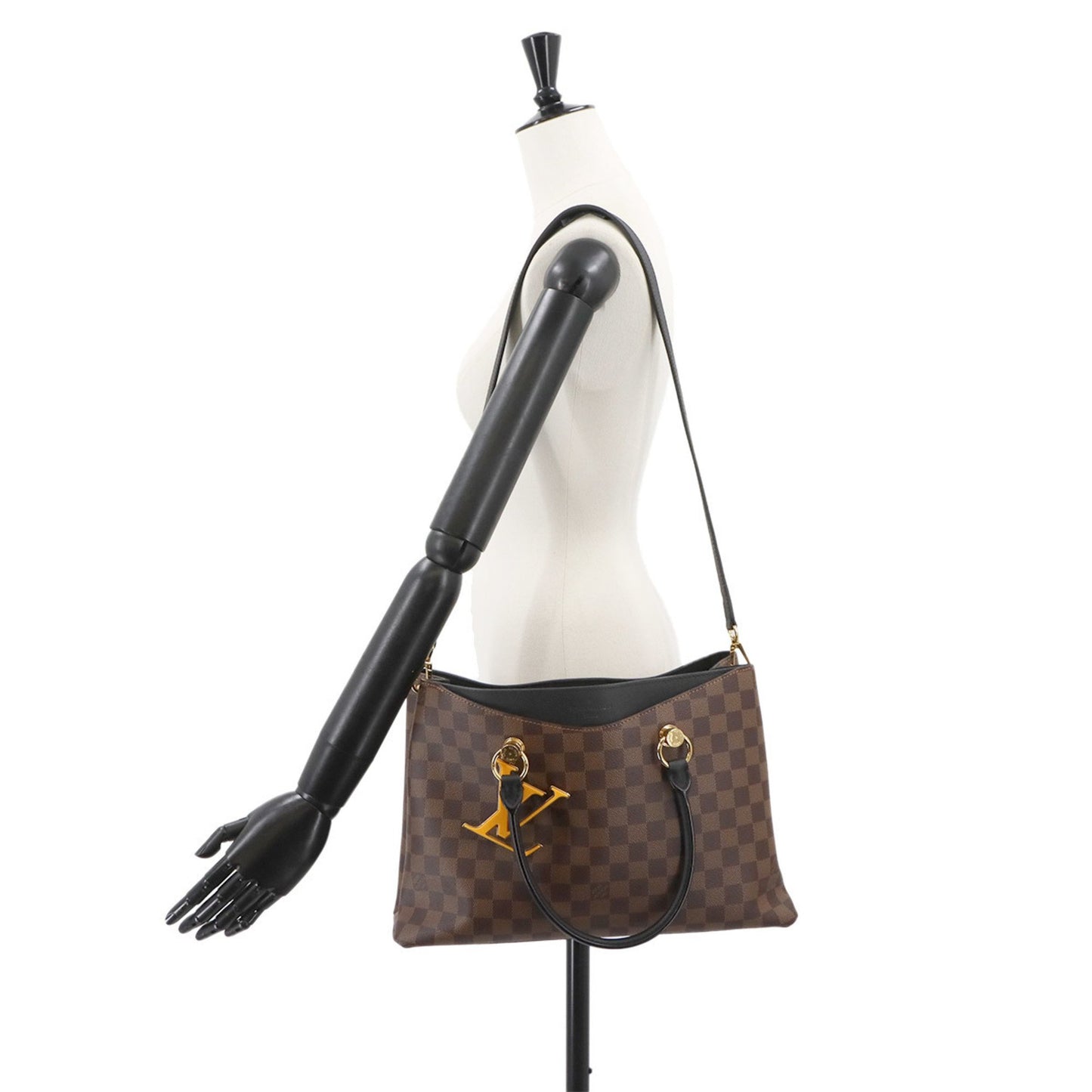 Louis Vuitton Damier Lv Riverside 2-Way Tote/Shoulder Bag In Ebene Noir