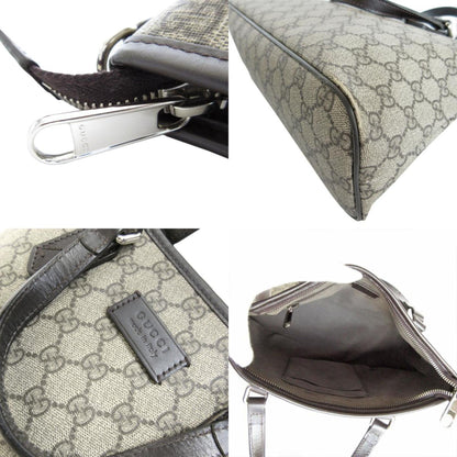 Gucci Handbag Shoulder Bag Gg Supreme Leather Beige Brown Silver