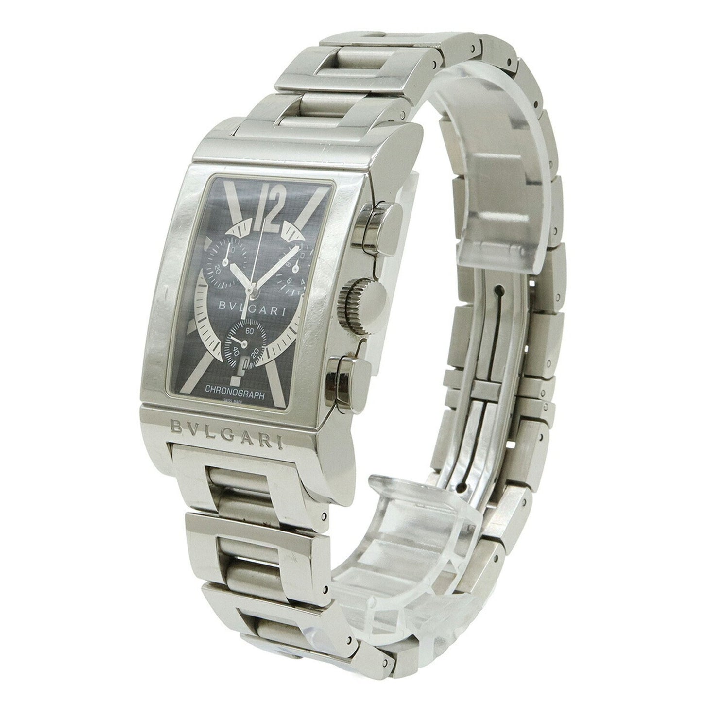 Bvlgari Rettangolo Black Dial Stainless Steel Quartz