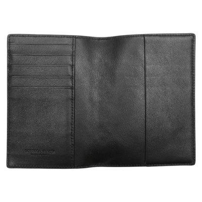 Bottega Veneta Intrecciato Passport Case In Black Leather