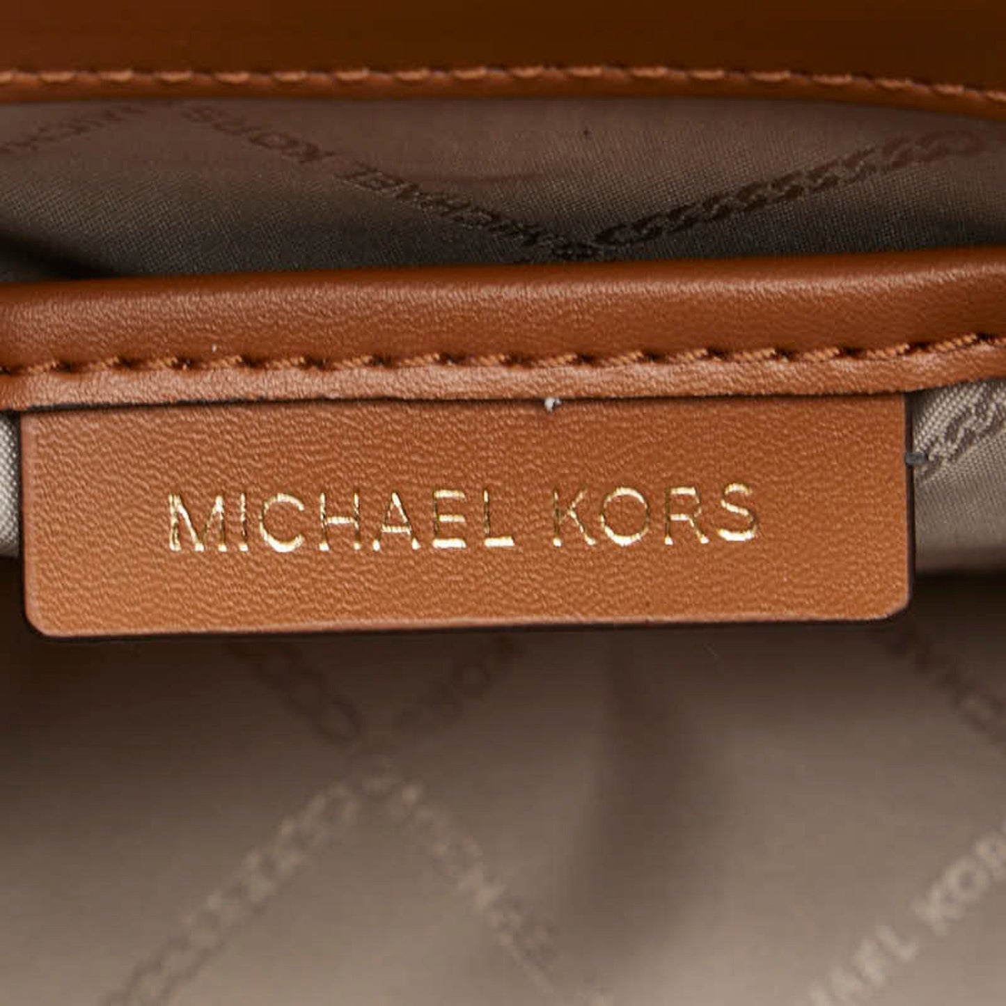 Michael Kors Mk Monogram Chain Shoulder Bag In Brown Leather