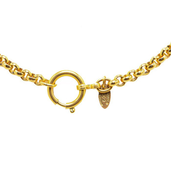 Chanel Coco Mark Chain Circle Pendant Necklace Gold Plated