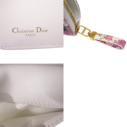 Christian Dior Caro Scarlet Flower 98 Ma 0214 Calfskin White Bifold Wallet 0438