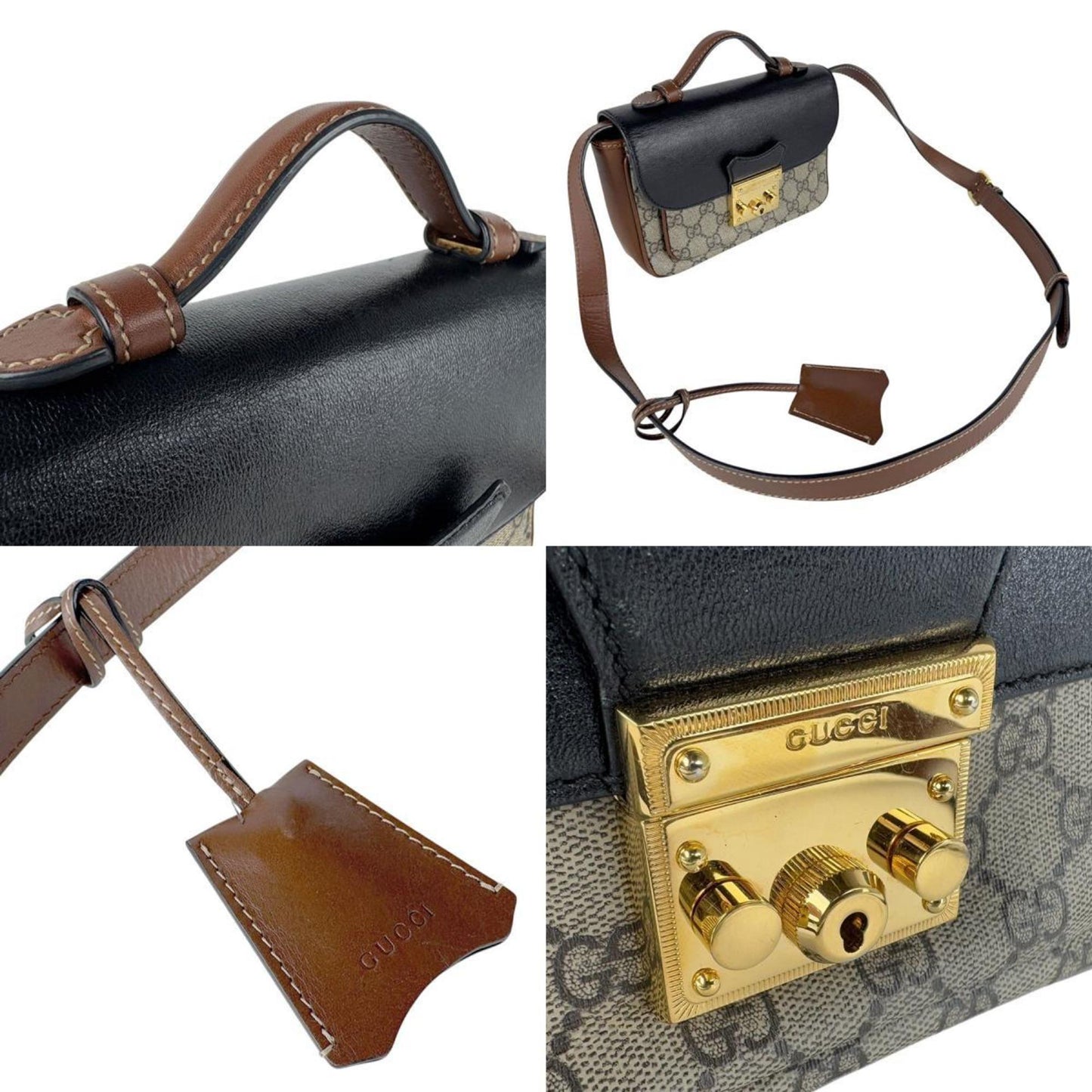 Gucci Gg Supreme Canvas And Leather Shoulder Bag In Brown Black