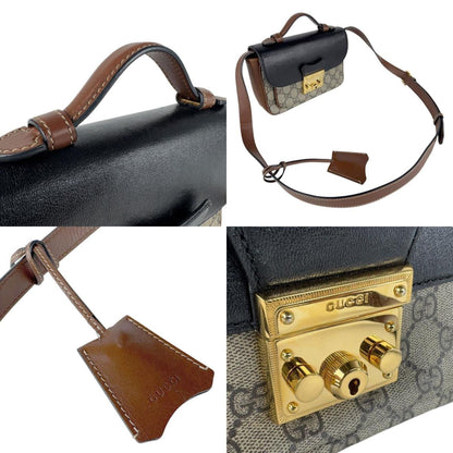 Gucci Gg Supreme Canvas And Leather Shoulder Bag In Brown Black