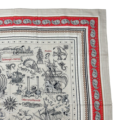 Hermes Hermes Carre Geant Sailor Tattoo Bandana Natural Rouge Noir Red Black Cashmere Silk 140