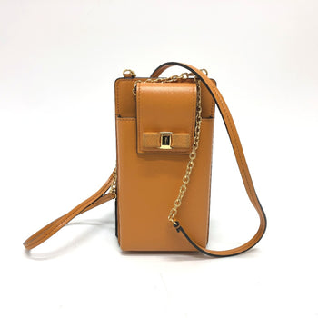 Salvatore Ferragamo Mobile Case Shoulder Bag Orange Brown Orange Goldhardware