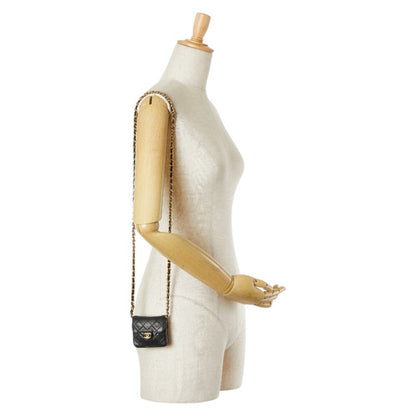 Chanel Micro Mini Matelasse Coco Mark Chain Shoulder Bag In Black