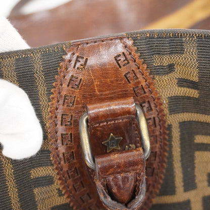 Fendi Zucca Nylon Canvas Handbag In Brown