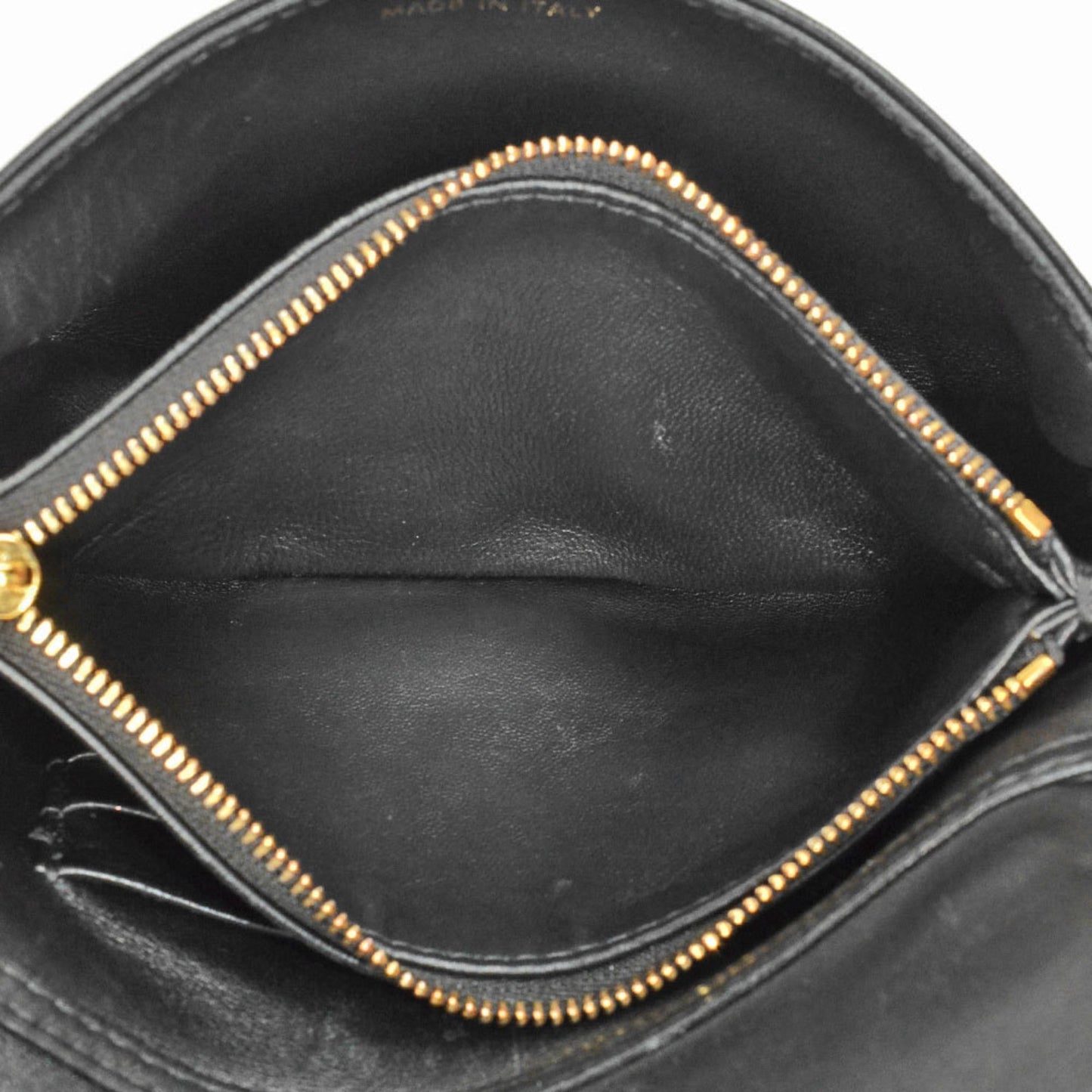Christian Dior Dior Caro Macrocannage Chain Shoulder Wallet Leather Black