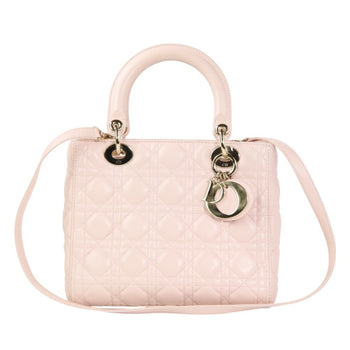 Christian Dior Lady Cannage 2Way Handbag Shoulder Bag Cal44550 Pink