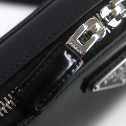 Prada 2Vh173 Brick Brushed Leather Triangle Logo Shoulder Bag