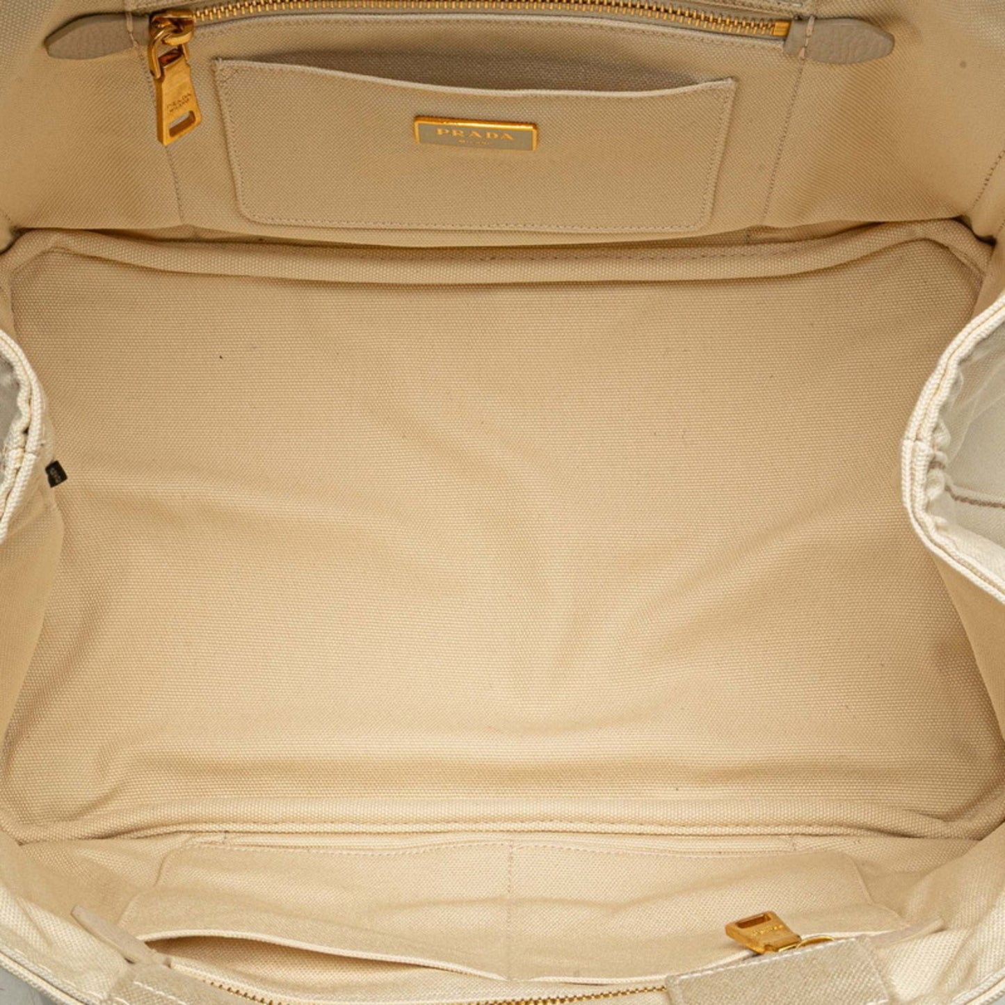 Prada Canapa M Handbag Tote Bag Bn1877 Ivory White Canvas