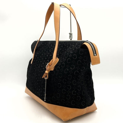 Celine C Macadam Tote Bag Handbag Black Suede Leather
