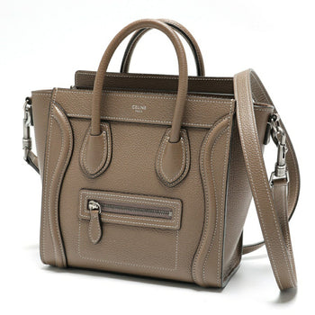 Celine Luggage Nano 189243Dru.09So 168243Dru.09So Drummed Calfskin Suri (Greige) S-157230