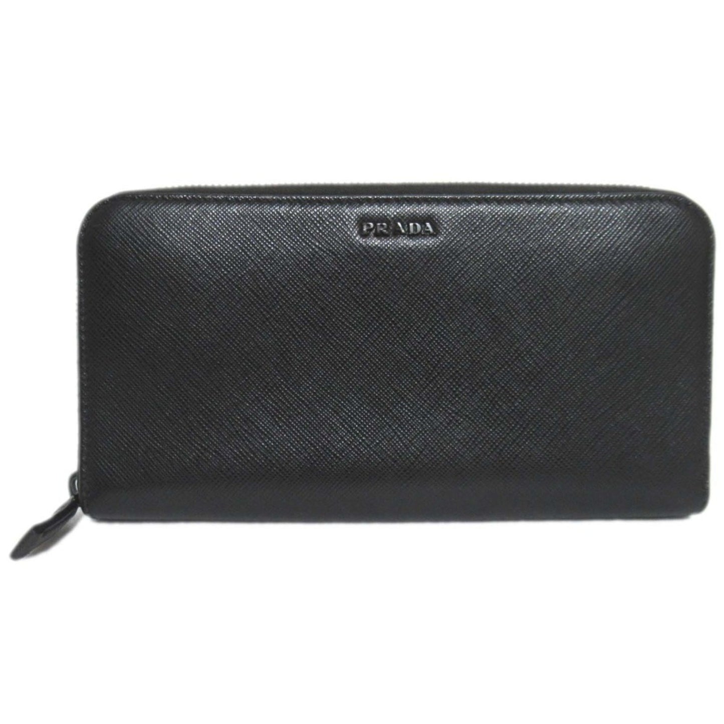 Prada Saffiano Leather Round Zip Long Wallet With Card Slots