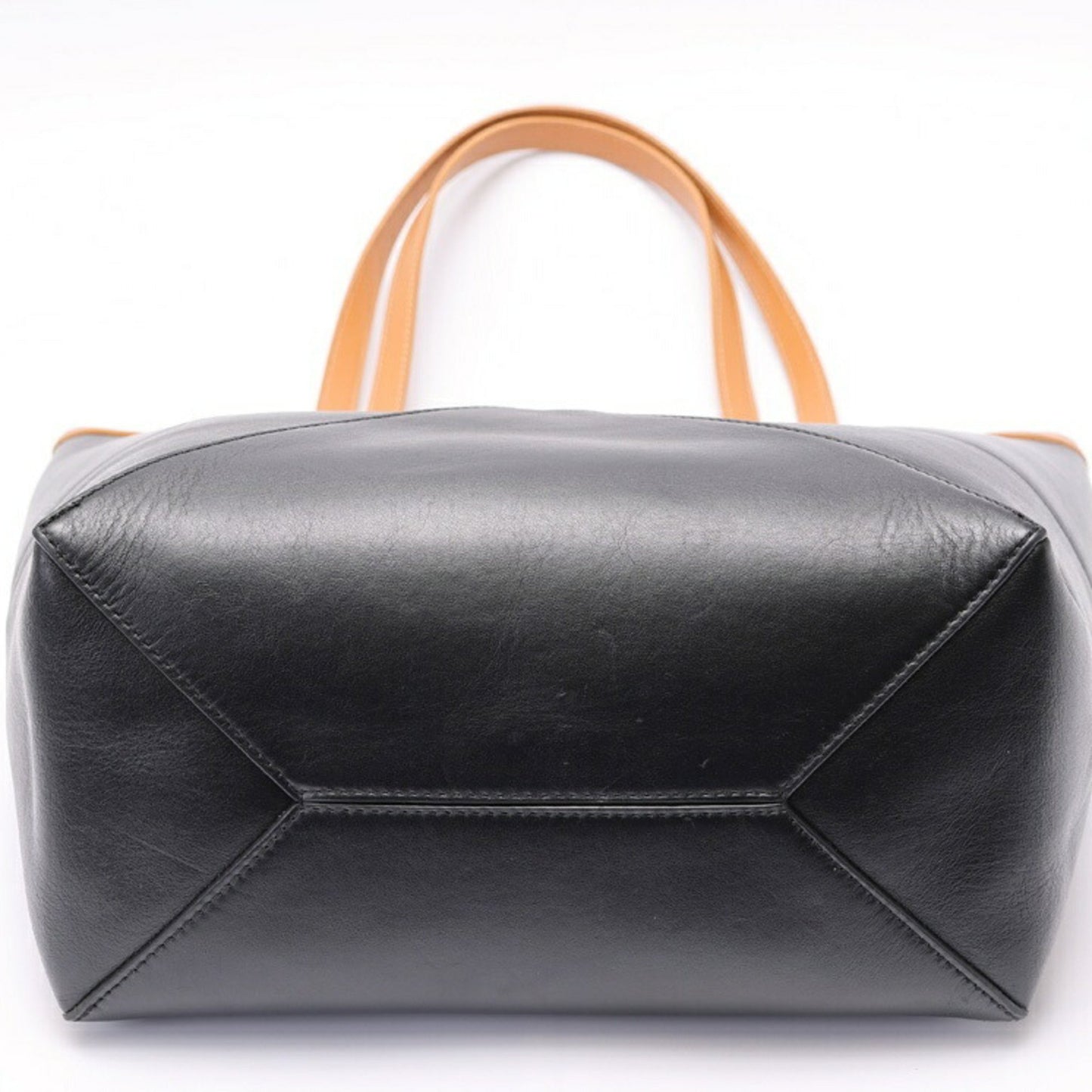 Loewe Puzzle Fold Tote Shiny Calf Leather Black Camel T-159146