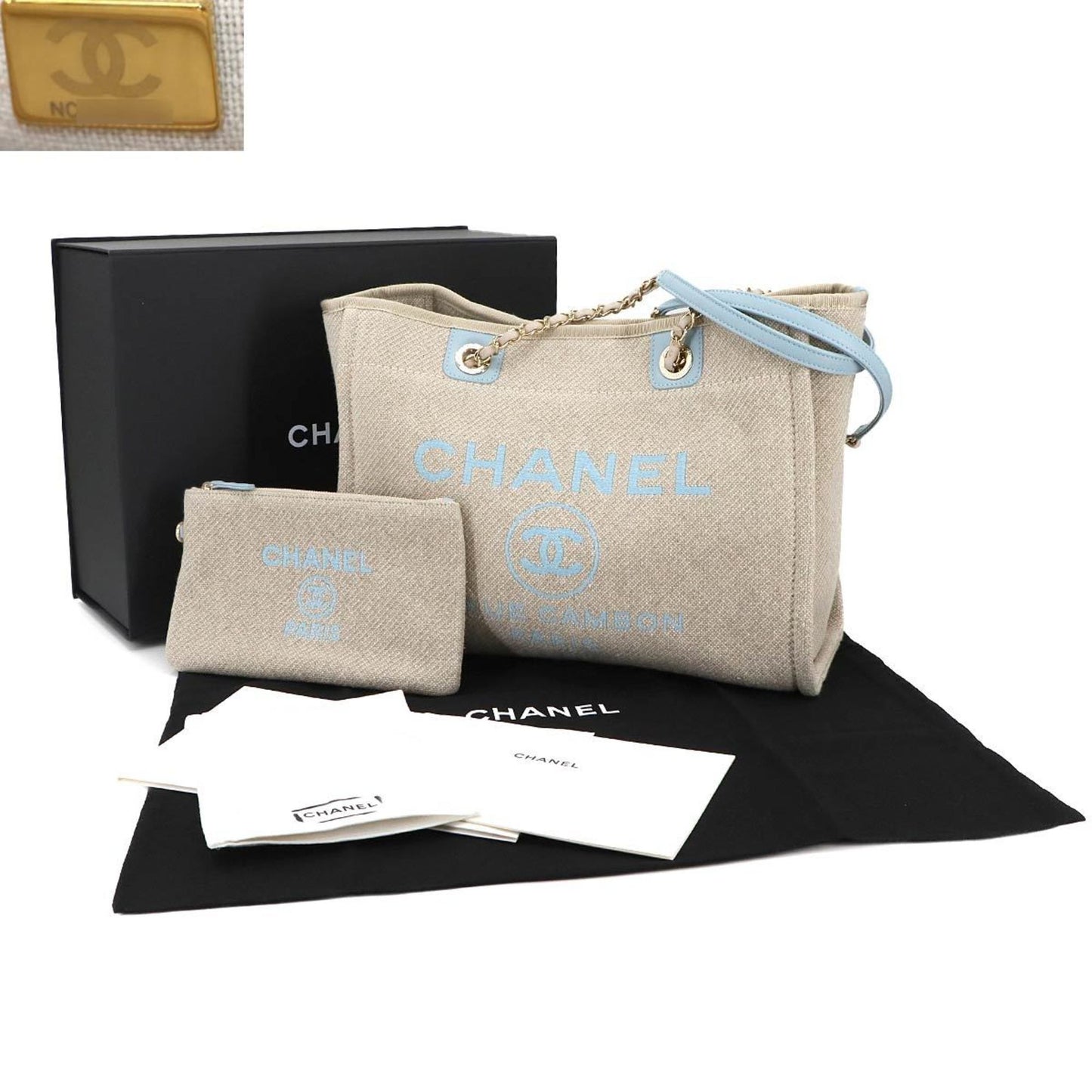 Chanel Deauville Mm Chain Tote Bag