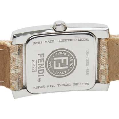 Fendi Horologi Classico Watch 7000L Quartz Movement Beige Dial Stainless Steel Leather