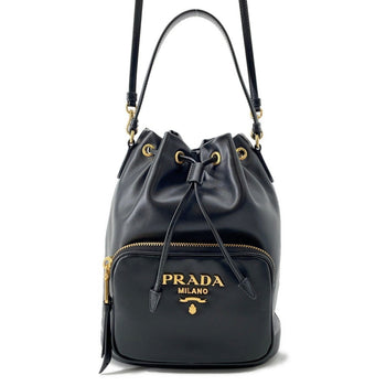 Prada Duetto Handbag In Soft Calfskin Leather (1Bh038) - Black