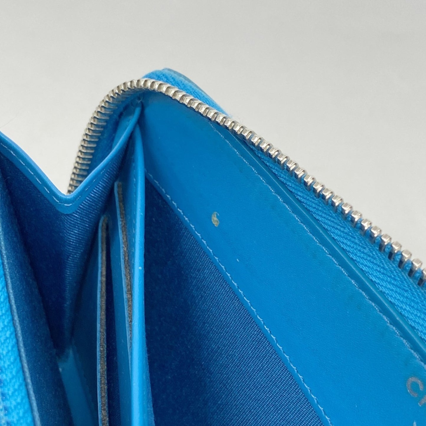 Chanel Patent Leather Turquoise Blue Long Wallet