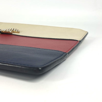 Gucci 476077 Bee Border Pearl And Rhinestone Clutch Bag