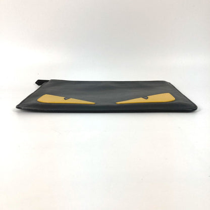 Fendi 7N0078 Pouch Bag Clutch Bag Black Yellow