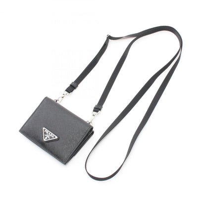 Prada Saffiano Triang Business Card Holder/Card Case Saffiano Leather