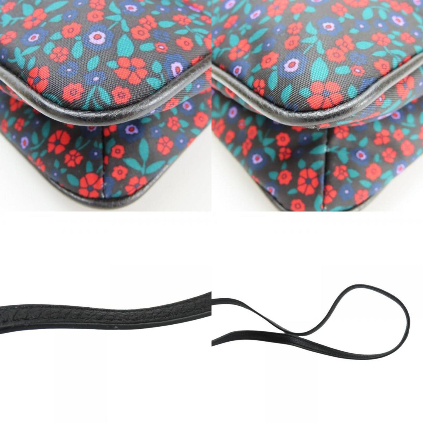 Coach Shoulder Bag F59436 Nylon Leather Black Multicolor Flower