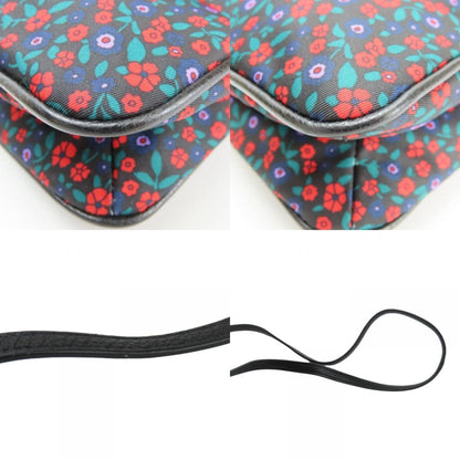 Coach Shoulder Bag F59436 Nylon Leather Black Multicolor Flower