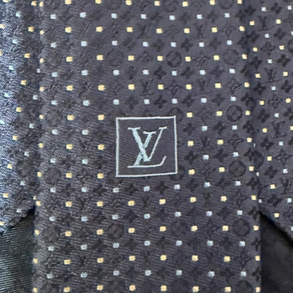 Louis Vuitton Monogram Dot Pattern 100% Silk Tie Navy