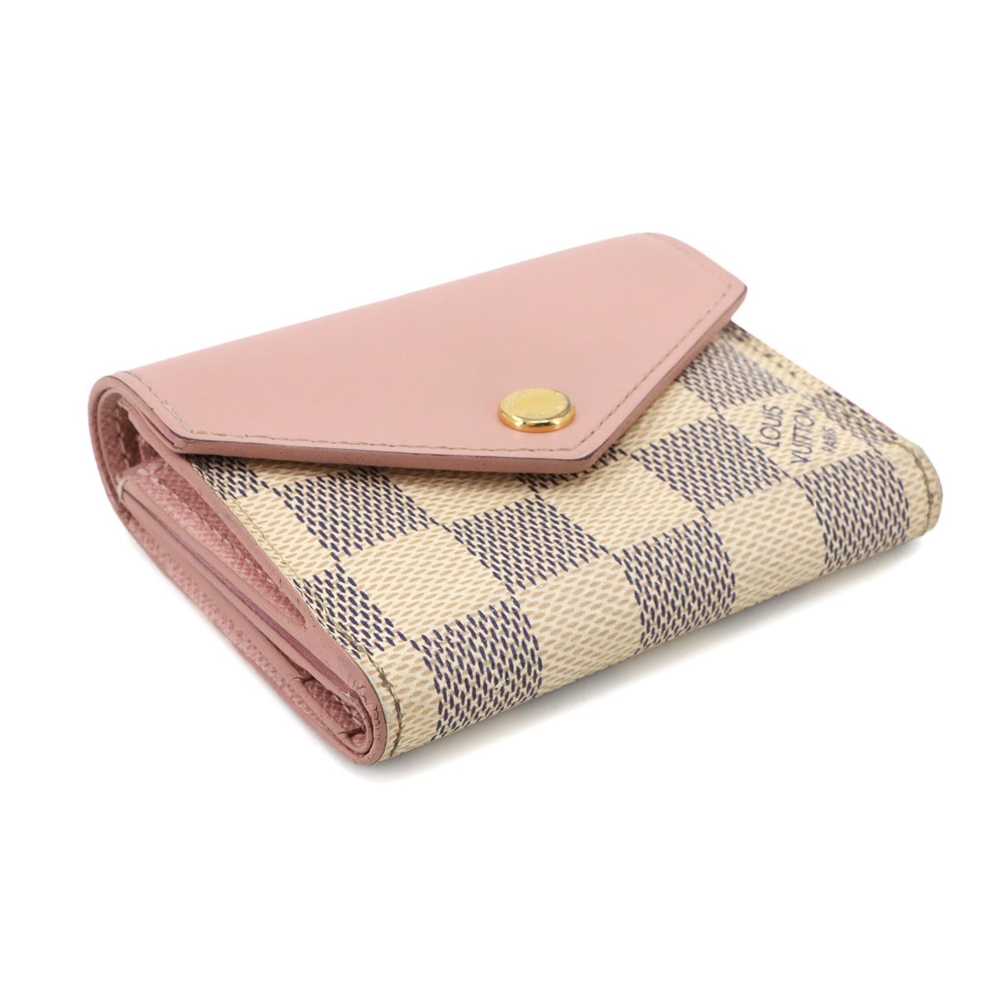 Louis Vuitton Damier Azur Portefeuille Zoe Tri-Fold Wallet In Rose Ballerine