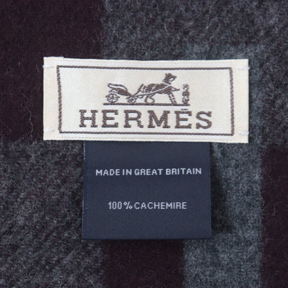 Hermes H Passant 100% Cashmere Scarf With Embroidered Logo And Fringe